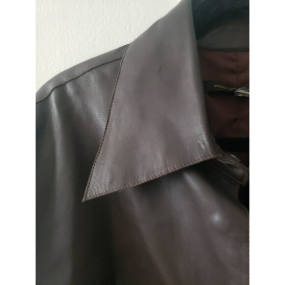 Sharon Roth Leather Jacket Womens Brown Hand Tailored Sz 12 Snap - Picture 4 of 12